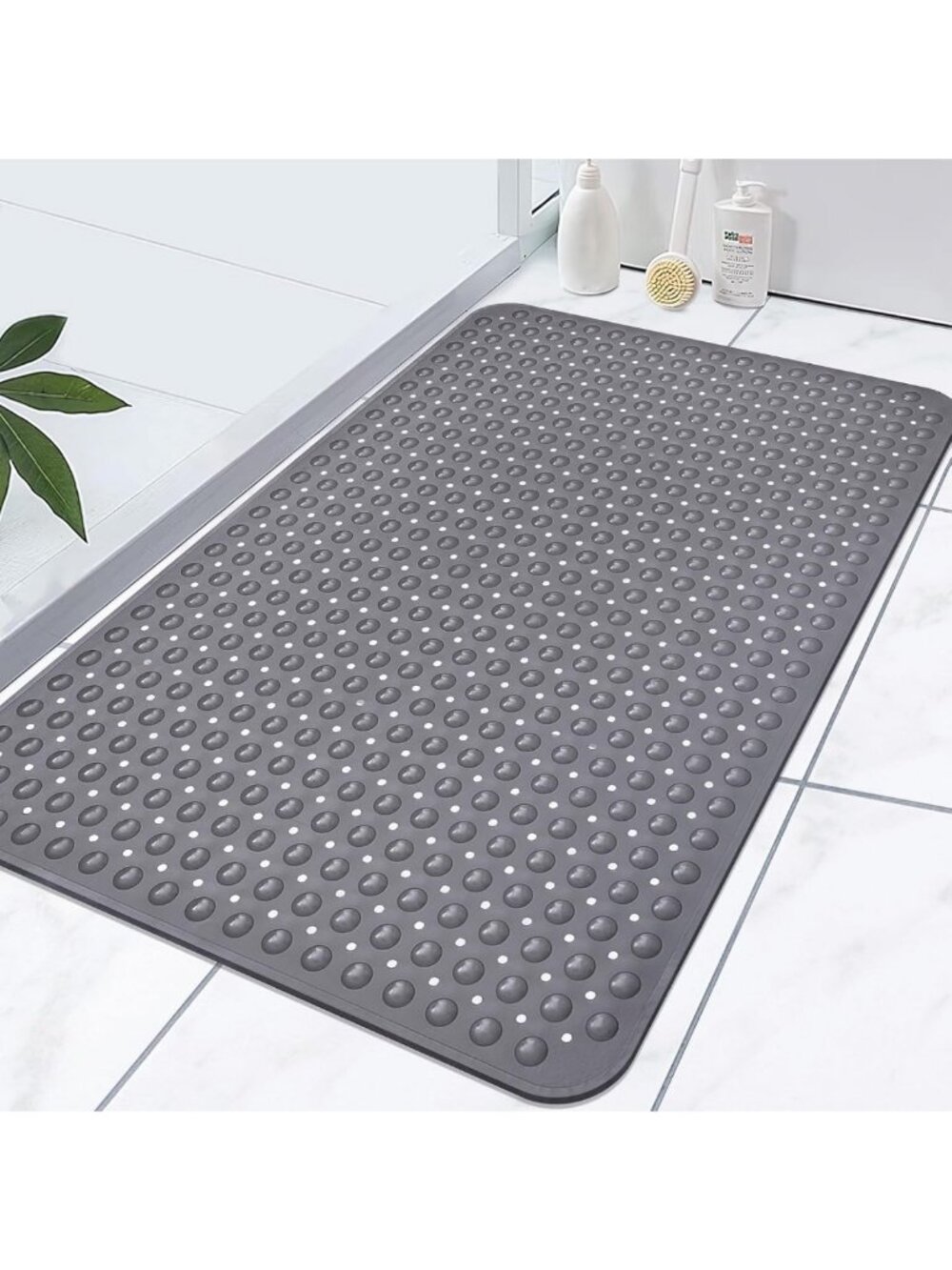 Extra Large Non-Slip Shower Mat 47.2x31.5 Inch with Drain Hole & Suction Cups
